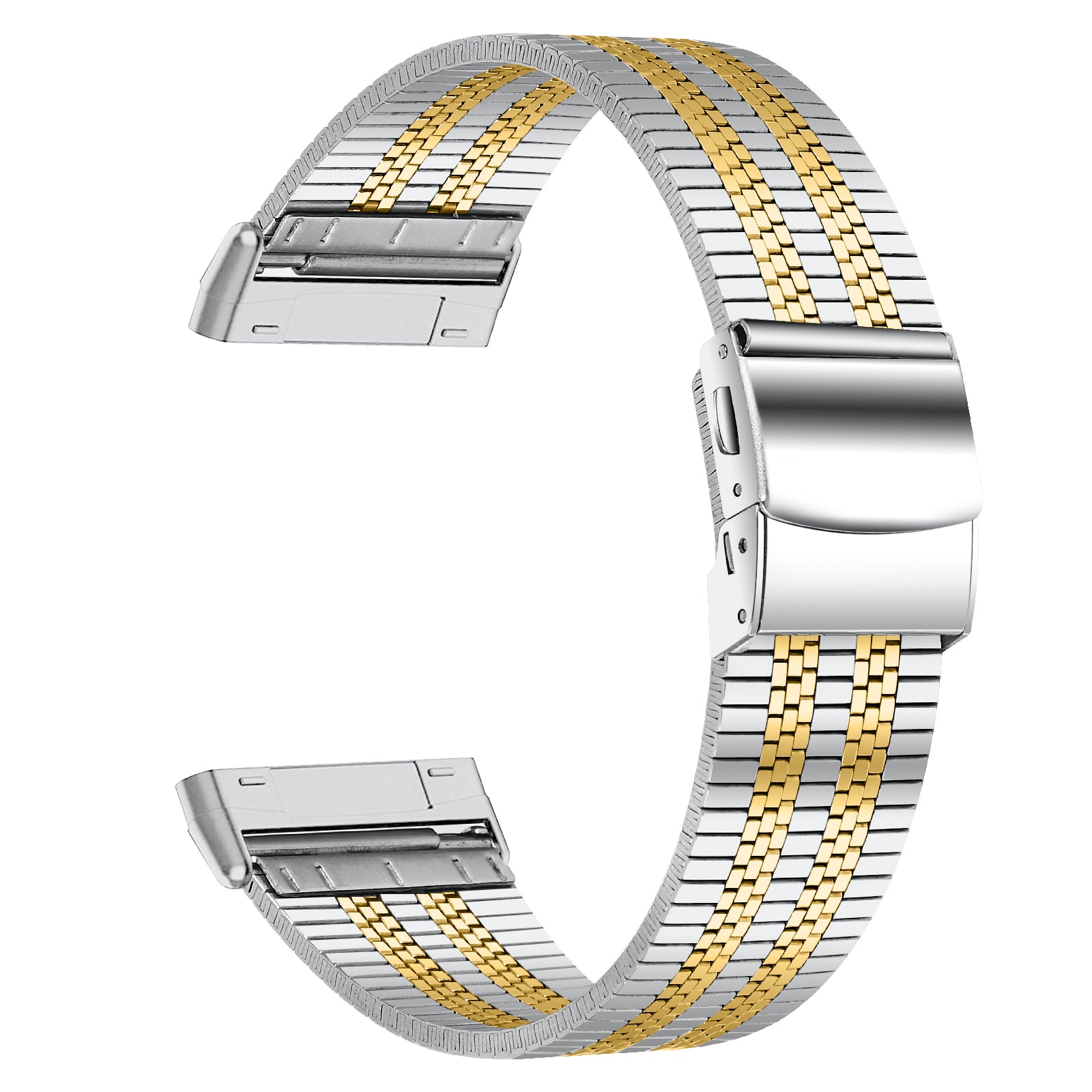 For Fitbit Versa 4 Sense 2 Stylish 5 Beads Stainless Steel Watch Band Replacement Wrist Strap For Fitbit Versa 4 Sense 2 Stylish 5 Beads Stainless Steel Watch Band Replacement Wrist Strap